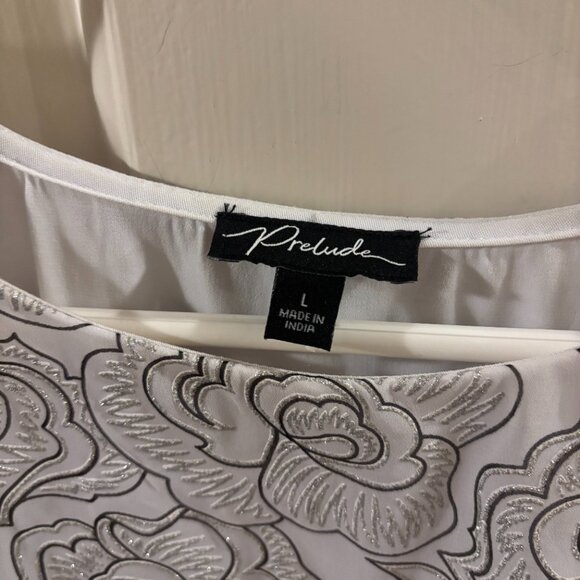 Prelude Women's Floral Glitter Print Overlay Top with Rhinestone ~ NWT ~ Large - Picture 5 of 13